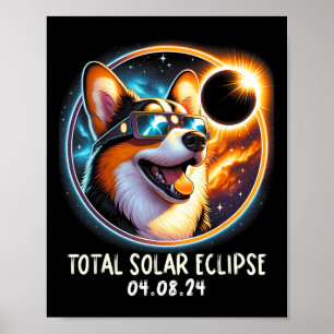Poster Solaire Eclipse Corgi Porter des lunettes Animaux