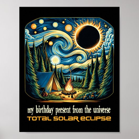 Poster Solaire Éclipse Mon Anniversaire Présenté Par Les (Devant)