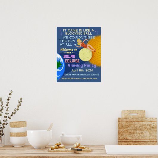 Poster Solaire Eclipse Party Funny Retro Sun Viewing 2024 (Cuisine)
