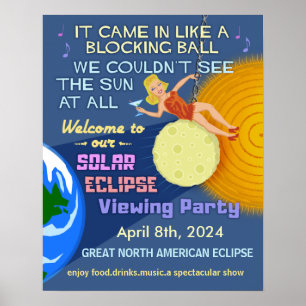 Poster Solaire Eclipse Party Funny Retro Sun Viewing 2024