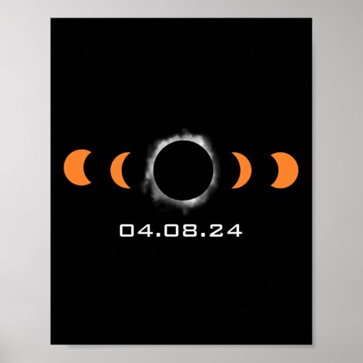 Poster Solaire Total Sun Eclipse 8 Avril 2024 Chemin D'Ac (Devant)