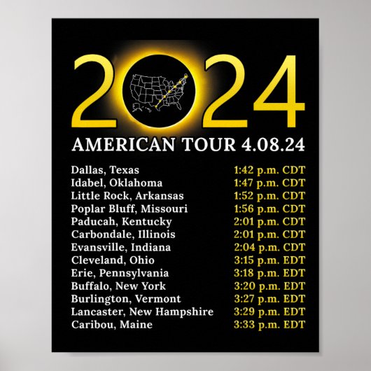 Poster Solar Eclipse 2024 American Tour 2024 Totality Tot (Devant)