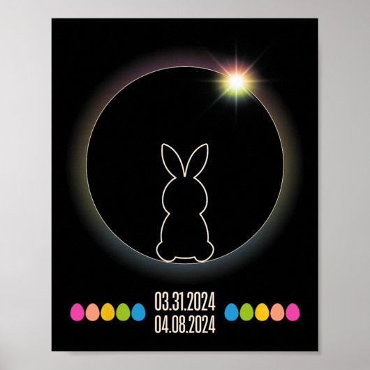 Poster Solar Eclipse 2024 Amusants Lapin de Pâques OEufs  (Devant)