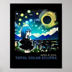Poster Solar Eclipse 2024 Anime Style Art