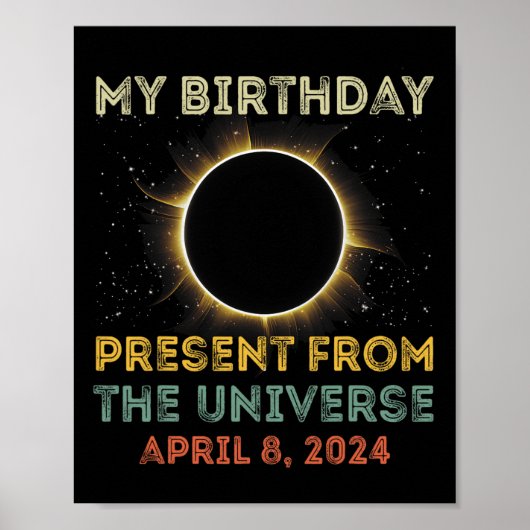 Poster Solar Eclipse 2024 Anniversaire présent 4.8.24 Tot (Devant)