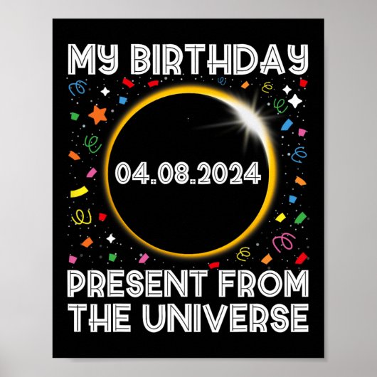 Poster Solar Eclipse 2024 Anniversaire présent 4.8.24 Tot (Devant)