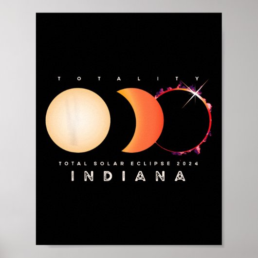 Poster Solar Eclipse 2024 Indiana Total Eclipse America G (Devant)