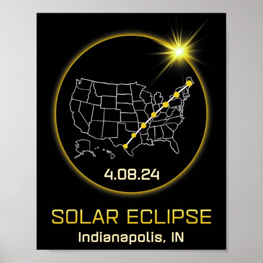 Poster Solar Eclipse 2024 Indianapolis In Indiana Totalit (Devant)