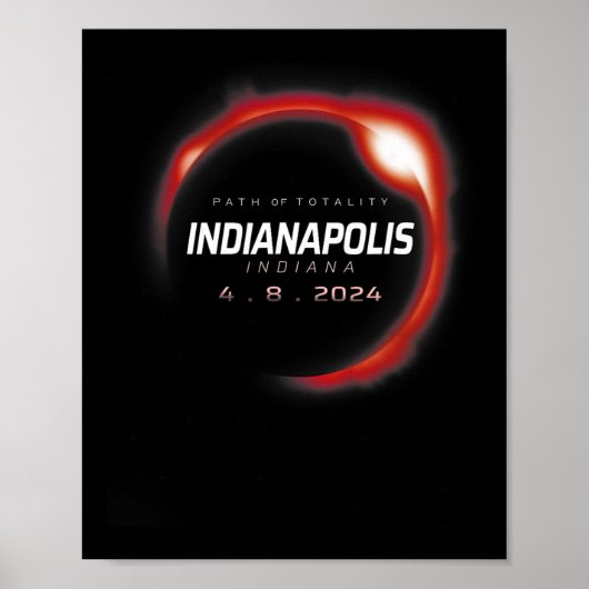 Poster Solar Eclipse 2024 Indianapolis Indiana 8 avril 20 (Devant)