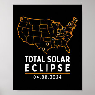 Poster Solar Eclipse 2024 Party America Totalité Total Us