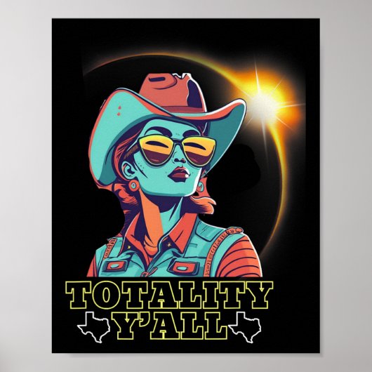 Poster Solar Eclipse 2024 Pour Texas 4.08.24 Totalité Y'a (Devant)