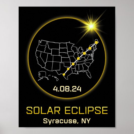 Poster Solar Eclipse 2024 Syracuse Ny New York Totalité E (Devant)