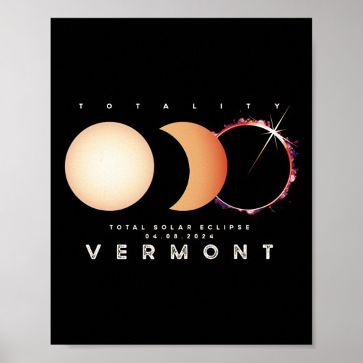 Poster Solar Eclipse 2024 Vermont Total Eclipse Astronomi (Devant)