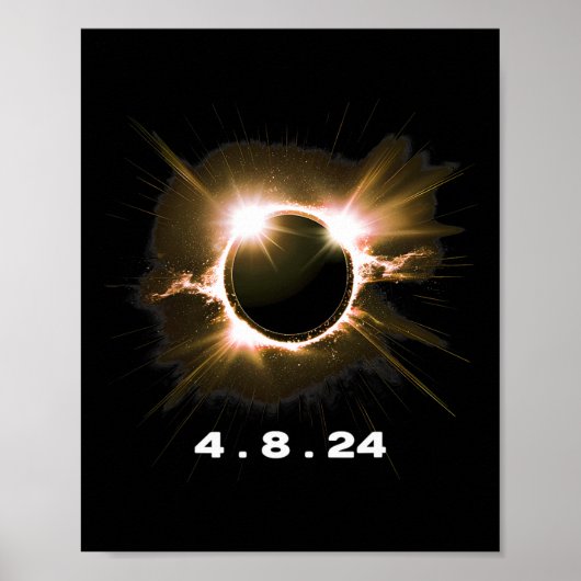 Poster Solar Eclipse 4.8.24 Totality Event 2024 Souvenir (Devant)