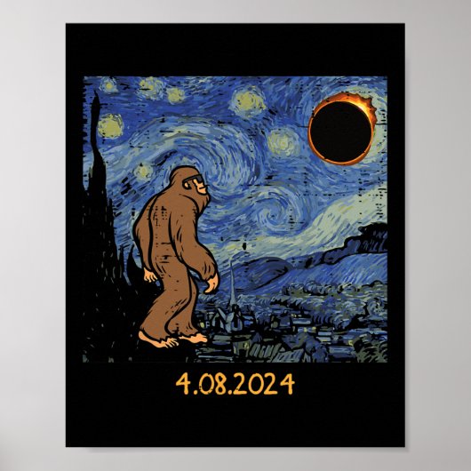 Poster Solar Eclipse Bigfoot Starry Night Sasquatatatts M (Devant)
