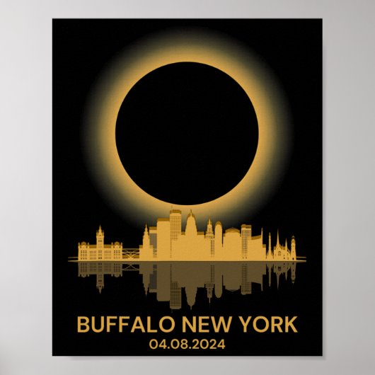 Poster Solar Eclipse Buffalo New York Souvenir Totalité (Devant)
