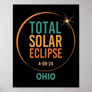 Poster Solar Eclipse Ohio 8 avril 2024 Totalité