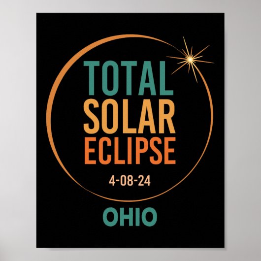 Poster Solar Eclipse Ohio 8 avril 2024 Totalité (Devant)
