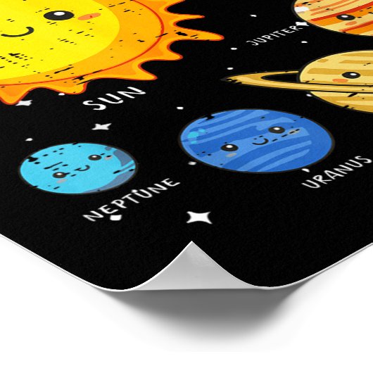 Poster Solar System Sun Planets Rocket Space Galaxy Kids  (Coin)