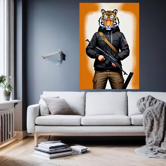Poster Soldat anthropomorphique du tigre | Art AI