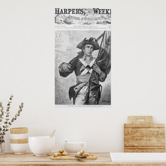 Poster Soldat continental tenant un drapeau à museau (Cuisine)