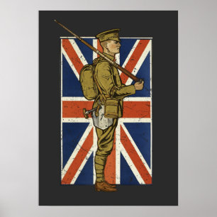 Poster Soldat du drapeau britannique vintage