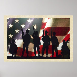 Poster Soldat militaire patriotique Silhouette