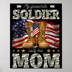 Poster Soldat préféré appelle maman fières mères militair