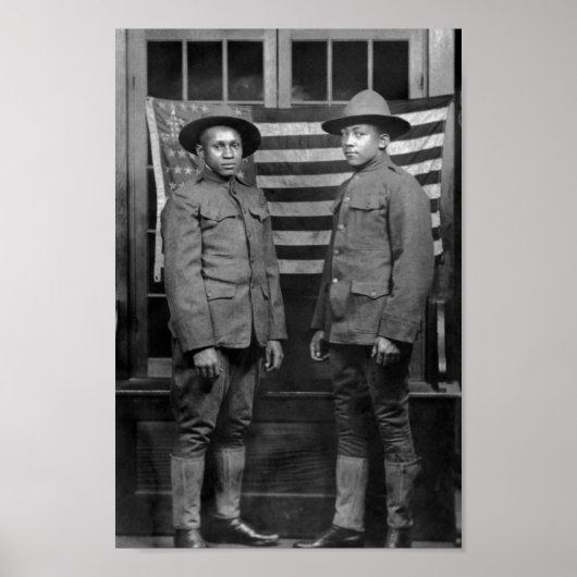 Poster Soldats Afro-Américains Drapeau Américain (Devant)