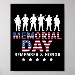 Poster Soldats du Jour commémoratif Drapeau américain Se