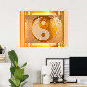 Poster Solde YIN YANG : Bordure dorée large (Bureau à domicile)