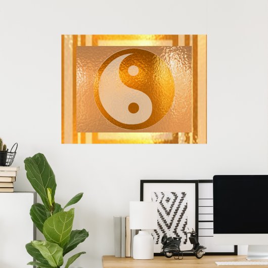 Poster Solde YIN YANG : Bordure dorée large (Bureau à domicile)