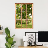 Poster Soleil à travers les arbres Vue depuis une fenêtre (Bureau à domicile)
