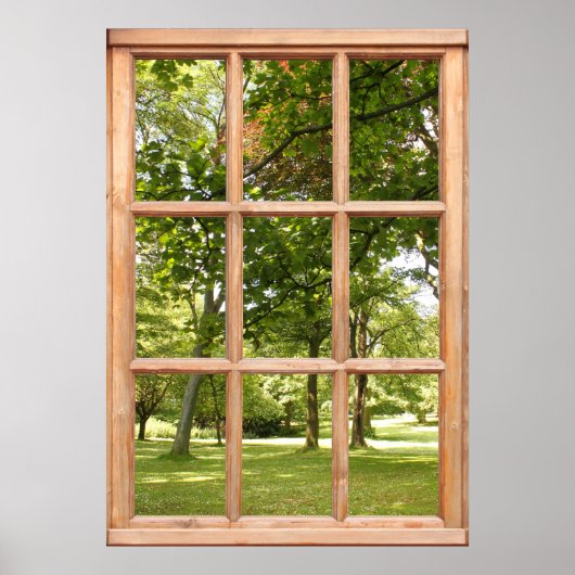 Poster Soleil à travers les arbres Vue depuis une fenêtre (Devant)