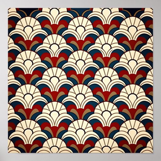 Poster Soleil blanc se levant au-dessus des vagues abstra (Devant)