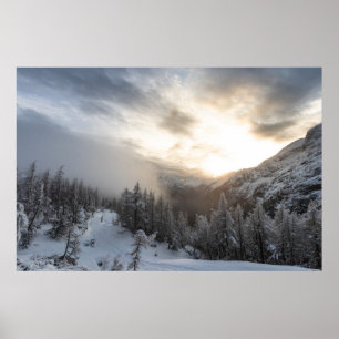 Poster Soleil brillant dans un paysage hivernal époustouf