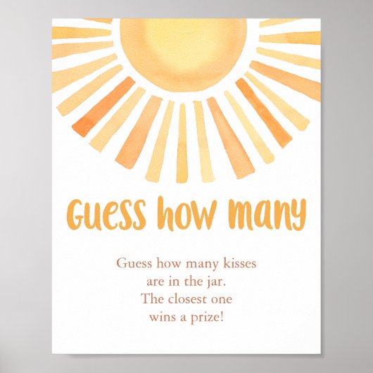 Poster Soleil brillant Devinez combien de baby shower jeu (Devant)