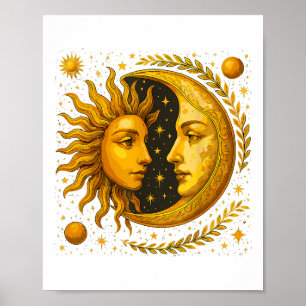 Poster Soleil Céleste Et Lune