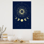 Poster Soleil Céleste Phases de Lune Zodiaque (Cuisine)