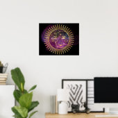 Poster Soleil céleste pourpre et lune (Bureau à domicile)