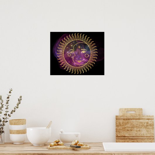 Poster Soleil céleste pourpre et lune (Cuisine)