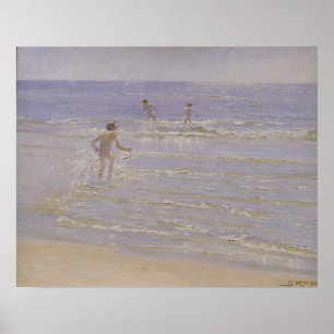 Poster Soleil chez Skagen : Garçons nageant, 1892