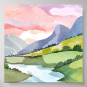 Poster Soleil de Green Mountains | Aquarelle (Devant)