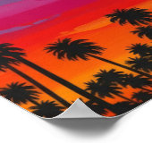 Poster Soleil derrière les palmiers tropicaux (Coin)