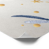 Poster Soleil Doré Céleste, Roses de Lune Bleue Étoiles D (Coin)