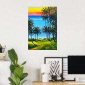 Poster soleil du soir sur un paysage tropical (Bureau à domicile)