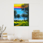 Poster soleil du soir sur un paysage tropical (Cuisine)