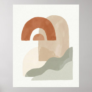 Poster Soleil et Arche Géométrique Minimaliste Bohème Abs