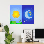 Poster soleil et lune (Bureau à domicile)