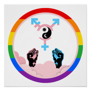 Poster Soleil et Lune de Pouvoir et d'Équilibre Symbole T